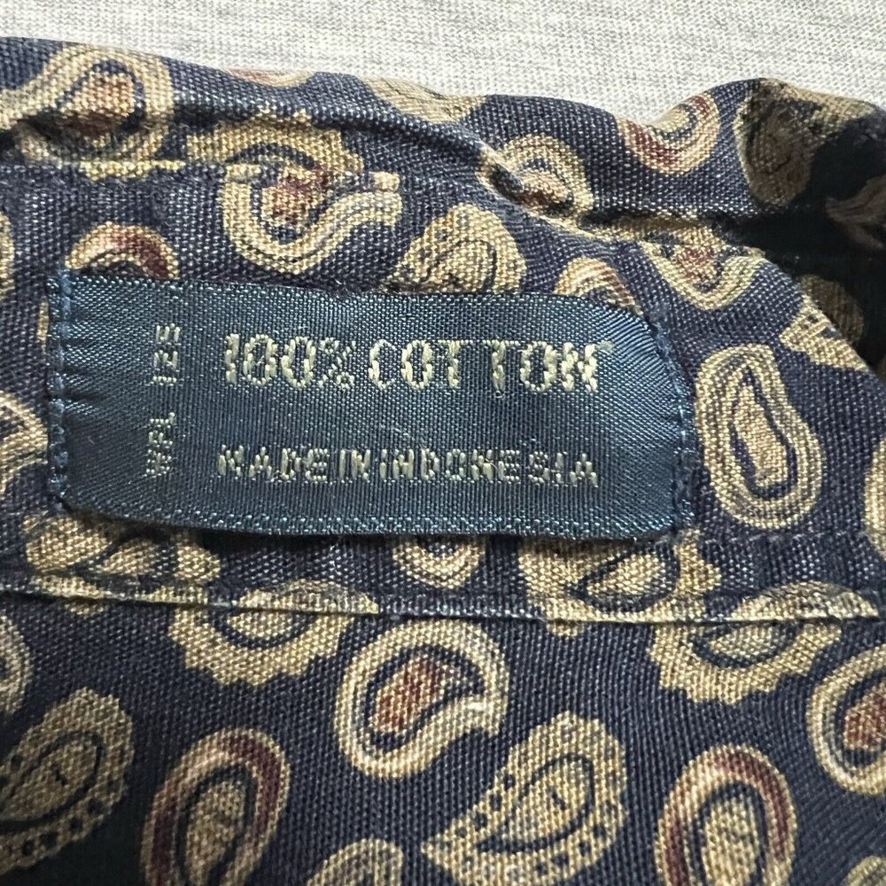 Vintage 90s Chaps Ralph Lauren Shirt Mens Extra Large Blue Paisley Spellout Logo - Picture 6 of 16